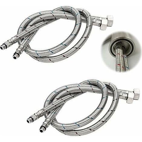80 Cm Langes G 3/8 Dn6 Anschlussrohr Für Wasserhahn, Druckverschraubung Gewinde, Flexibles Wasserschlauch 2 Stück (1 Paar)