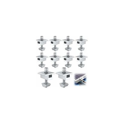 10 Stück Aluminium-solarpanel-halterungen, T-förmige Mittelklemmen, Pv-solarpanel-befestigung, Zentrale Dachmontage-halterung, Für Gerahmte Paneele Mit 30 Mm Rahmenstärke (35 M)