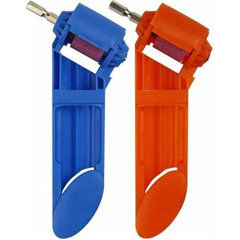 2 Stück Bohrer-schärfer, Tragbares Bohrerschärfwerkzeug, Hergestellt Aus Hochwertigem Abs-kunststoff Und Braunem Korund-schleifstein, Hohe Härte (blau, Orange)