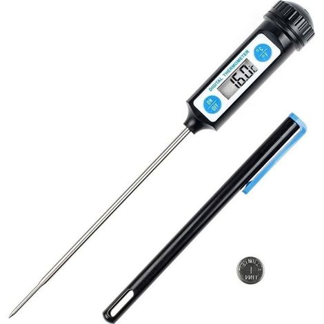 Kochthermometer, Digitales Küchenthermometer Mit Langer Sonde Und Lcd-bildschirm Für Lebensmittel, Fleisch - Schwarz