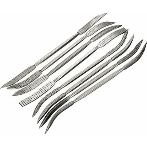 Handgefertigtes 8-teiliges Riffler-set, 190 Mm, Doppelseitige Holzraspel, Grobe Feile