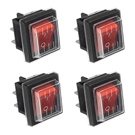 4 Stück Kippschalter, Rotes Licht Ein/aus Mit Wasserdichter Abdeckung, Weit Verbreitet In Verschiedenen Elektrischen Geräten