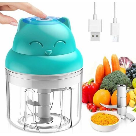 Mini Elektrischer Hackmesser, 250ml Mixer Blender Mit Edelstahl-design Und 3 Klingen, Knoblauchpresse, Kleiner Mixer Für Einfache Und Schnelle Verwendung Von Fleisch, Zwiebeln, Kräutern