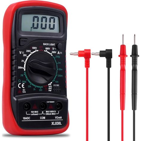 Tragbares Digitales Multimeter, Elektrischer Tester Mit Lcd-bildschirm Und Blauer Hintergrundbeleuchtung, Misst Ac/dc-spannung, Ohmmeter, Dc-strom, Widerstand, Durchgang, Diode, Batterie Nicht Enthalt