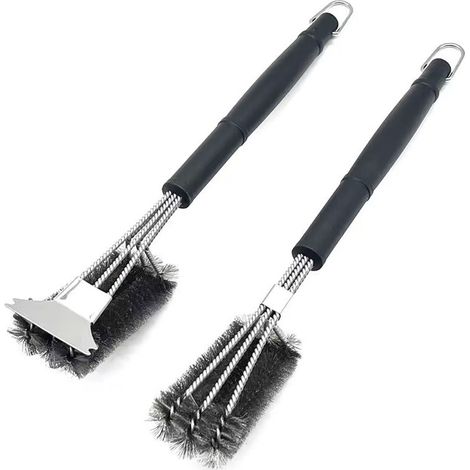 Grillbürsten, Schwarz, 45 Cm Lang, Zweierpack Reinigungsbürsten, Ideal Zum Reinigen Von Grillrosten.