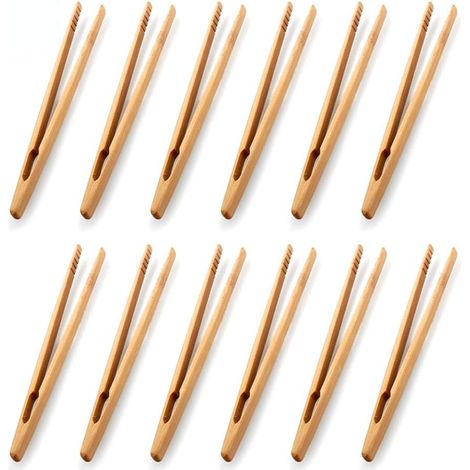 Set Aus 12 Bambuszangen Für Toast - Küchenzangen Aus Bambus - Küchenutensil - Zucker - Bambussalat - Kung-fu-teazange