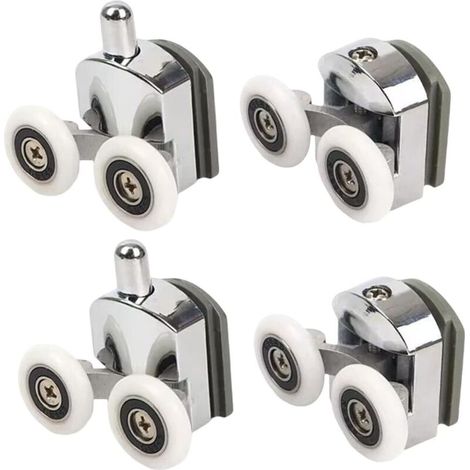 Duschrollen Mit Doppelter Schiebetür, 4 Stück (2 Obere + 2 Untere) (23 Mm - 2 Oben + 2 Unten)