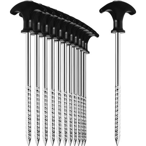 12x Stahl-zeltheringe – Robuste Zeltbefestigung Mit Seil Für Camping Und Outdoor-aktivitäten, 20 Cm X 8 Mm