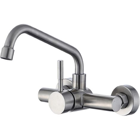 Wasserhähne, Küchenarmaturen, 2-loch-wandmischer Mit Schwenkbarem Auslauf, Einhebeliger Badwasserhahn, Präsentiert