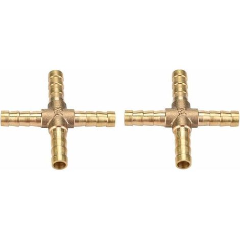 4 Stück Messing-kreuz-4-wege-schlauchverbinder, Gewölbter Anschluss Für Luft, Wasser, Heizöl Und Benzin Zur Rohrleitungsverbindung (6 Mm)