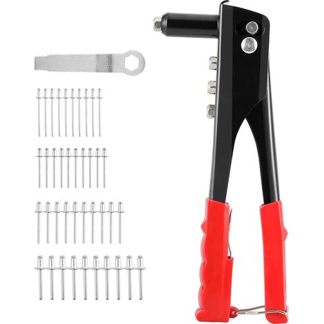 Nietwerkzeug-set, Professionelles Pop-nietgerät Mit 4 Düsenaufsätzen, 4-in-1-handnietgerät-set Mit 100 Nieten