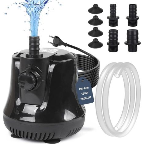 Tauchwasserpumpe 130w 3500 L/h, Leise Aquariumpumpe Mit Einstellbarem Schalter, 4 Düsen, 1,6 M Flexibler Schlauch, Hochdurchfluss-pumpe Für Teich, Gartenteich Und Garten