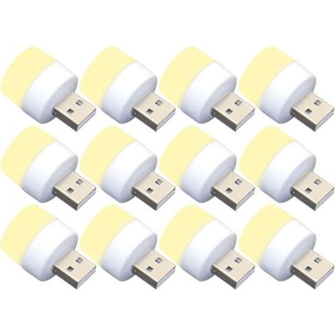 12er-pack Mini-usb-led-nachtlichtbirnen, Ohne Lichtsensor, Warmweiß, Kompakt, Ideal Für Schlafzimmer, Badezimmer, Küche, Auto Fliti