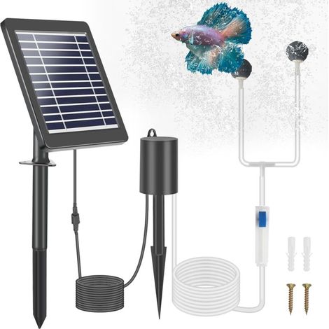 Solarpumpe Für Teich, 3w Solar-teichpumpe Mit 2200mah Akku, 3 Modi, Luftpumpe Für Teich Mit Sauerstoffschlauch Und 2 Luftsteinen