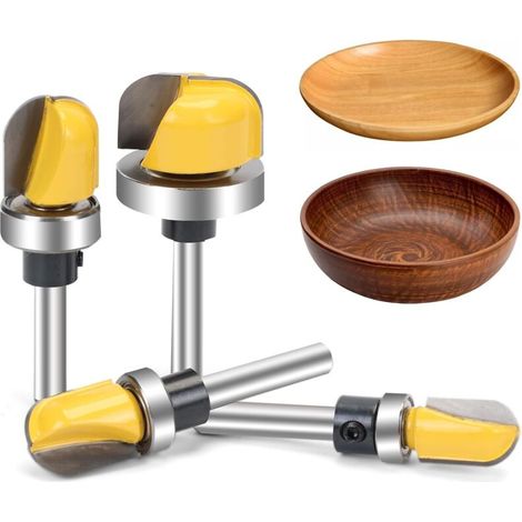 4-teiliges Set Oberfräser Mit 6,35 Mm Schaft Und Kugellager-fläche Von 1,27 Cm, 1,9 Cm, 1,9 Cm, 3,5 Cm, 3,8 Cm, Entwickelt Für Tischler