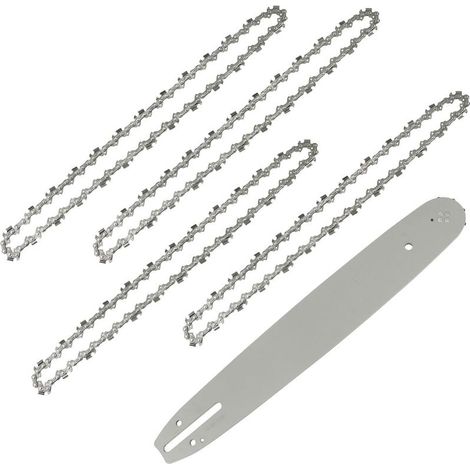 Führungsschienenlänge 35 Cm Mit 4 Kettensägenketten, 52 Glieder / Treibglieder, Teilung 3/8", Stärke 0,05" (1,3 Mm)