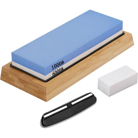 Schleifstein, Professionelles Messerschärfer-set 1000/6000 Doppelseitiger Manueller Messerschärfer 2-in-1 Wetzstein, Für Messer, Scheren, Meißel, Gartenscheren, Äxte