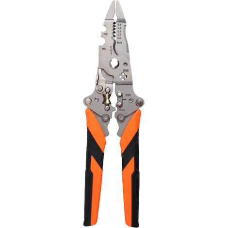 Multifunktionale Crimpzange, Orange, 620,5 Cm, Abisolierzange Aus Kohlenstoffstahl, Crimpzange, Kabeltrenner, Drahtschneider.