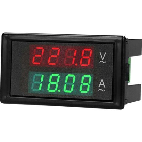 Trywise Digitaler Voltmeter-amperemeter 80-300 V Ac 100 A Mit Doppelter Led-anzeige Grün/rot Und Stromwandler