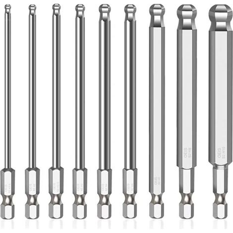 9 Stück 1/4 Zoll Hex Bit Schrauber Magnetisch, 100mm Langer Magnetischer Schrauberbit Für Manuelle Und Elektrische Schraubendreher (größe: H1,5/2/2,5/3/4/5/6/8/10mm) (9)