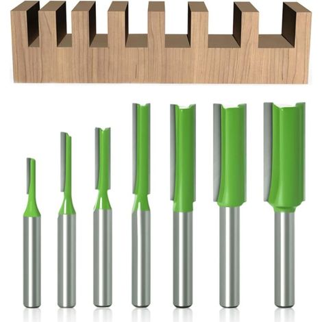7-teiliges Set Gerade Fräser Mit 6 Mm Schaft, Gerade Oberfräser Für Holz, Hartmetall-holzbearbeitungswerkzeug, Gerade Router Mit Einfacher Und Doppelter Nut Für Holz, 3mm 4mm 5mm 6mm 8mm 10mm 12mm