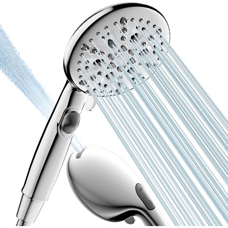 Duschkopf Mit Schlauch, Wassersparend Mit 7 + 2 Verschiedenen Strahlarten, Handbrause Mit Stopp-funktion, Druckerhöher Mit Starkem Strahl Für Das Badezimmer (chrom)