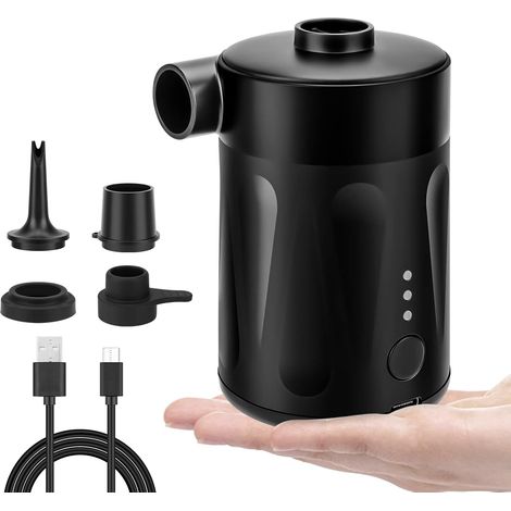 2-in-1 Elektrische Luftpumpe, Tragbare Aufblas- Und Entleerpumpe, Kabellos Usb-aufladbar, Mini-luftpumpe Mit 5 Düsen Für Luftmatratzen, Camping, Kissen, Boote, Schwimmringe