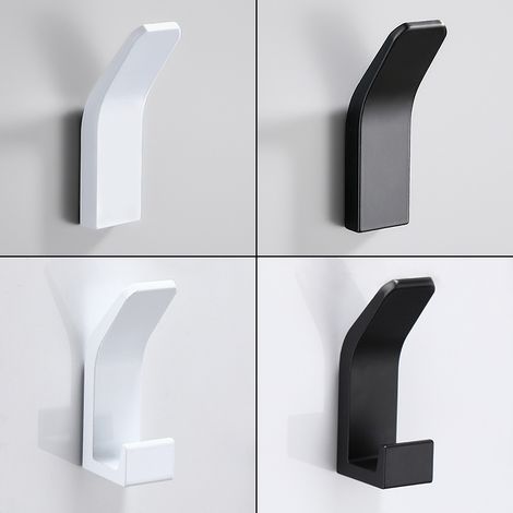 Weiße Und Schwarze Aluminium-wandhaken (4-teilig) Für Badezimmer, Garderobe Und Balkontür.