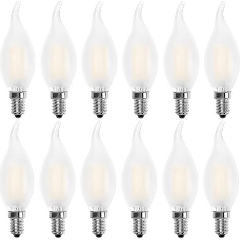Led-glühbirne E14, Kerzenform, Warmweiß 2700k, 4w (entspricht 40w Glühlampe), 400lm, 12er-pack [energieeffizienzklasse A+]