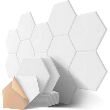 (30x26x9 Cm) Selbstklebende Hexagonale Akustikplatten, 12er-pack Hochdichter Akustikschaum Für Wand-/tür-/deckendekoration Und Akustische Behandlung, Schalldämmung