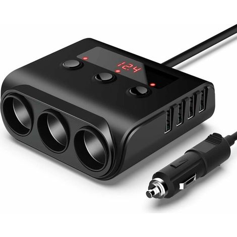 100w/12v/24v Kfz-zigarettenanzünder-steckdose Mit 3 Anschlüssen + 4 Usb-ladeports, Ladegerät-adapter Mit Led-voltmeter Und Schalter