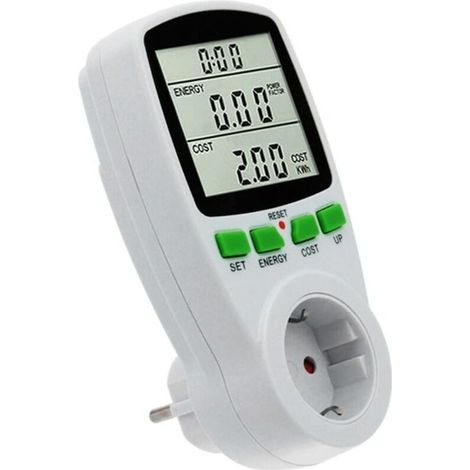 Steckdose Mit Energiezähler, Lcd-digitalanzeige, Überwachung Des Energieverbrauchs, Einstellung Der Kosten Pro Kwh, Stromstärke, Spannung, Maximale Leistung 3680 W, Weiß