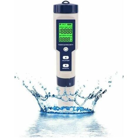 Elektronisches 5-in-1-ph-meter – Misst Ph-wert, Tds, Ec, Salzgehalt Und Temperatur – Lcd-anzeige Mit Präzisen Messwerten – Geeignet Für Trinkwasser, Aquarien, Schwimmbäder Usw. – Farbe B
