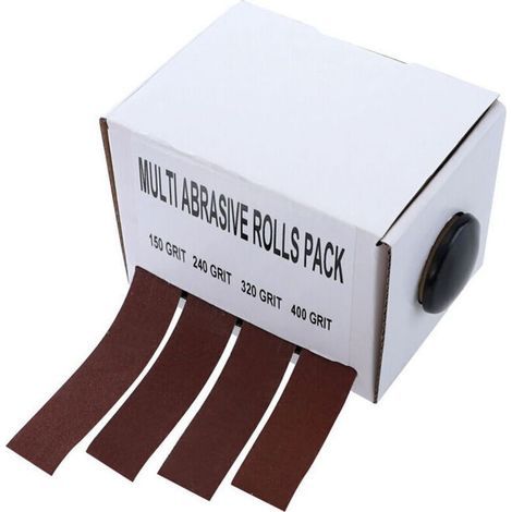 4er-set Schleifrollen 25 Mm X 6 M – Körnungen 150/240/320/400 – Für Das Schleifen Von Metall, Glas Und Holz – Inklusive Spender