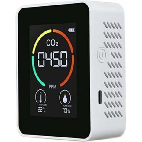 Co2-detektor Für Luftqualität, Temperatur Und Luftfeuchtigkeit, Schnelle Co2-messung, Weiß