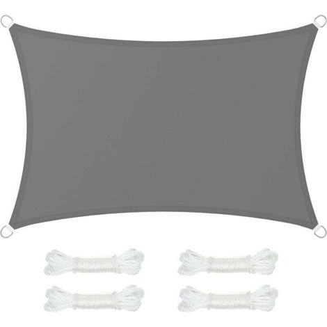 Schattensegel 2 X 3 M, Wasserdicht Mit Einer Wassersäule Von 665 Mm, Reißfestes Polyester, 93 % Uv-schutz, Für Terrasse, Garten, Balkon, Rechteckig, Mit 2 M Langen Seilen, Anthrazitgrau