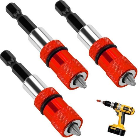 3 Stück Magnetische Bit-halter Für Trockenbau, Schrauber-bit-halter, Schnellwechsel-schaft, 1/4" Sechskant, Mit 3 Ph2 Bits, Kompatibel Mit Bohrern Und Schraubern (rot)