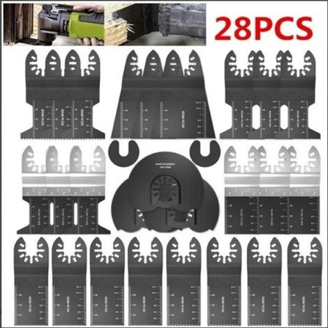28 Zubehörteile Für Oszillierende Multifunktionswerkzeuge – Universelle Sägeblätter Für Parkside, Dewalt, Ryobi, Bosch Zum Schneiden Von Ecken In Holz/metall/kunststoff – 2 Adapter