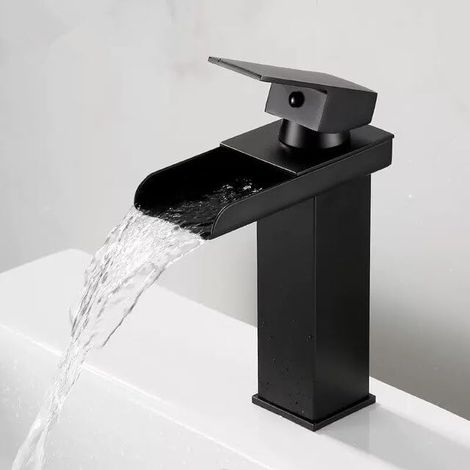 Schwarzer Und Goldener Waschtischarmatur, Badezimmerarmatur, Warm- Und Kaltwasser, Einhebelgriff, Aufputzmontage, Waschtischarmatur, Schwarz/chrom (kurzes Modell Schwarz 1)