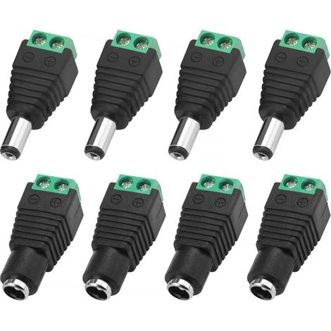 4 Paar 5,5 X 2,1 Mm 12v Dc Stromstecker, Männlich Und Weiblich, Adapterstecker Mit Schraubklemmen