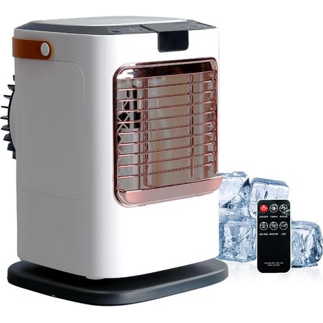 Tragbarer Mini-klimagerät - Luftkühler Mit 6 Stufen, 7 Farben, 120° Oszillation, 12-stunden-timer, 1300 Ml Wassertank, Fernbedienung, Usb-betrieb Für Büro Und Schlafzimmer