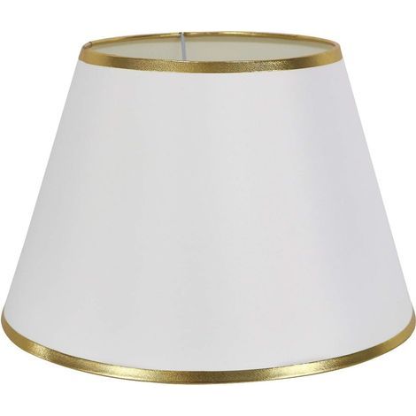 Einfacher Lampenschirm Für Tisch-, Nachttisch- Oder Wandleuchte, 30 Cm, Weiß Mit Goldenem Rand