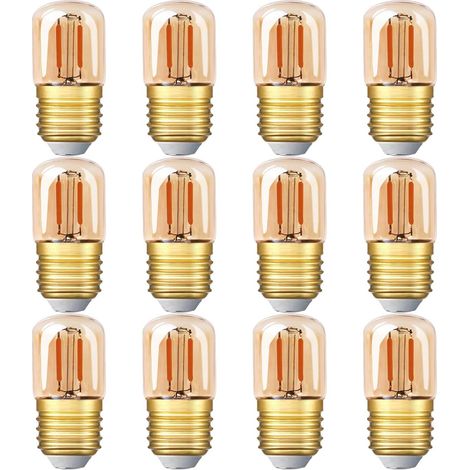 Mini-led-röhrenlampe, 1w T28 Edison Led-glühfadenlampe E27 Schraubsockel 2200k Superwarmgelbe Lampe Für Dekorative Zwecke, Nicht Dimmbar (bernsteinglas) 12er Pack [energieeffizienzklasse G]