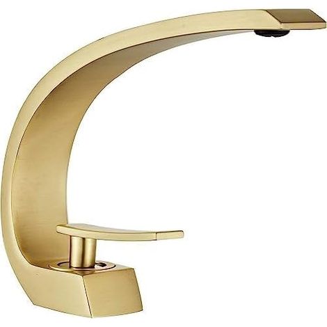 Gebürstetes Goldfarbenes Waschtischarmatur Für Badezimmer, Kaskaden-waschbeckenarmatur, Einloch-mischbatterie Aus Messing, Moderne Badezimmerarmatur