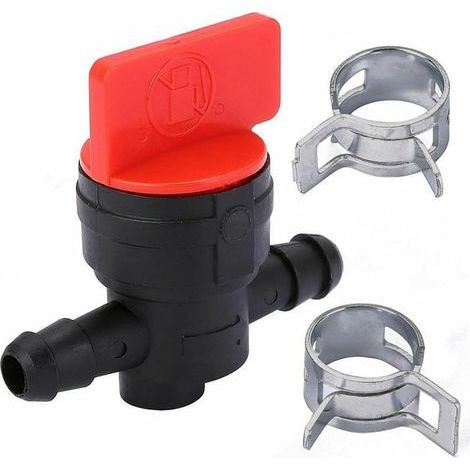 Kraftstoff-absperrventil Für Rasenmäher, Benzinhahn Mit 2 Klammern, Kompatibel Mit Schläuchen Von 6 Bis 8 Mm, Langlebiges Gartenzubehör Für Benzin- Und Dieselmotoren