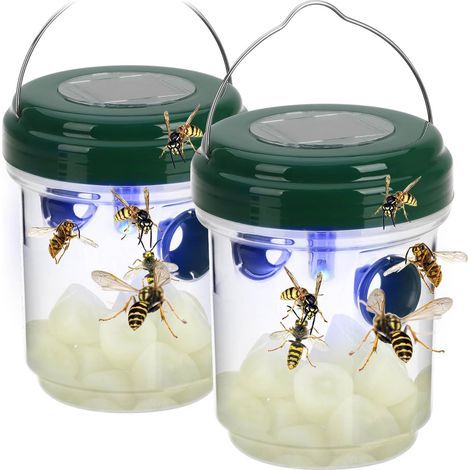 2-in-1 Solarfalle Gegen Mücken Und Wespen, Mit Dämmerungssensor Und Blauer Led-leuchte. Insektenschutz (2er-pack, Grün, Solarbetrieben).