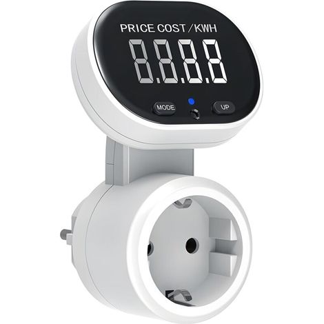 Steckdosen-wattmeter, Energiemessgerät, Stromverbrauchsmesser, Steckdose Zur Messung Des Stromverbrauchs Für W, Kwh, Preis, Kosten/kwh, 45° Drehbarer Bildschirm, Hintergrundbeleuchtet, Max. 3680w