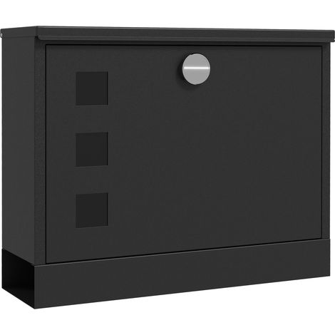 Moderne Wandbriefkasten Aus Metall, Abschließbar Mit 2 Schlüsseln, 36,5 X 11,5 X 29 Cm, Anthrazitgrau