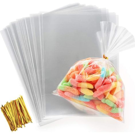 Transparente Plastiktüten 200 Stück Opp-beutel 15x20cm Cellophan-süßigkeitentüten Durchsichtige Geschenktüten Mit 10 Cm Drehbindern Für Kekse, Süßigkeiten, Perlen, Schmuck, Schokolade Und Geschenke