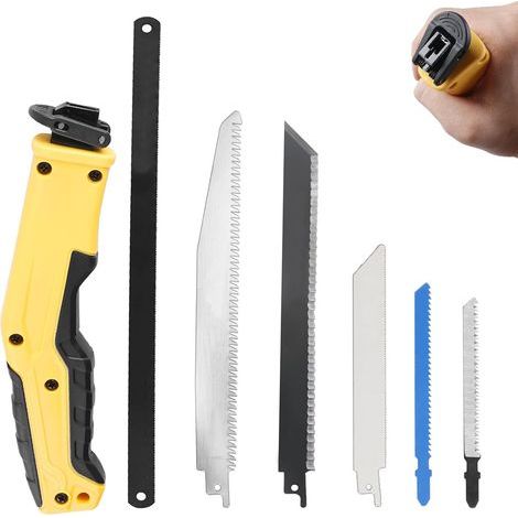 Handsäge Mit 6 Wechselklingen Für Holz, Metall, Trockenbau Und Mehr.